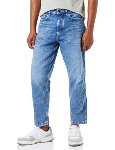 BOSS Herren Tatum-2 BC Mittelblaue Tapered-Fit Jeans aus italienischem Denim Blau 35/36 von BOSS