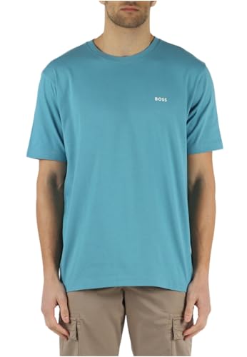 BOSS Herren Te Coral T-Shirt aus Baumwoll-Jersey mit dekorativem reflektierendem Artwork Hellblau XXL von BOSS