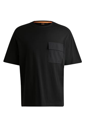 BOSS Herren Te PocketCargo T-Shirt aus Baumwoll-Jersey mit Cargotasche und Logo Schwarz001 M von BOSS