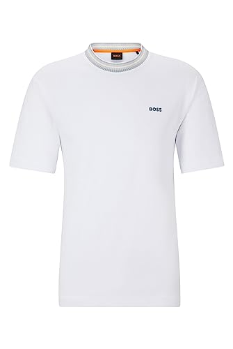 BOSS Herren TeGlitchKnit Relaxed-Fit T-Shirt aus Baumwolle mit HD-Logo-Print Weiß M von BOSS