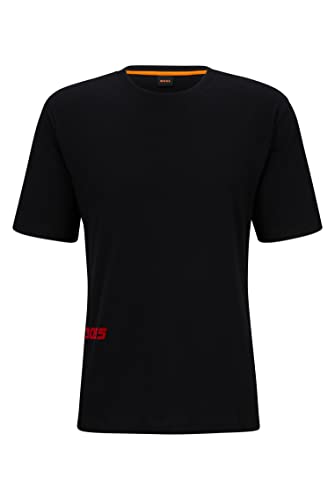 BOSS Herren TeeSevenFlash Relaxed-Fit T-Shirt aus Baumwolle mit Print im Rennsport-Stil Schwarz M von BOSS