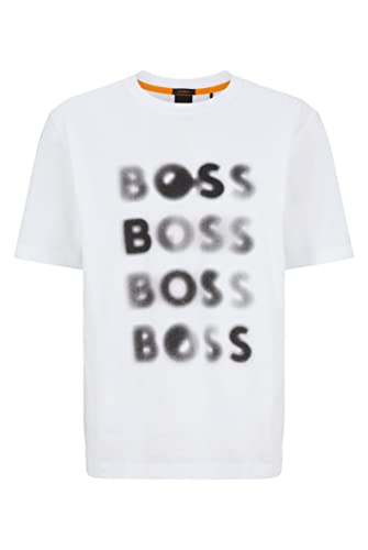 BOSS Herren Teetrury 2 Relaxed-Fit T-Shirt aus Baumwoll-Jersey mit Logo-Artwork Weiß XL von BOSS
