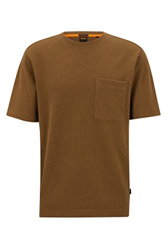 BOSS Herren Tempestoshort Relaxed-Fit T-Shirt aus Baumwoll-Mix mit Waffelstruktur Hellbeige M von BOSS