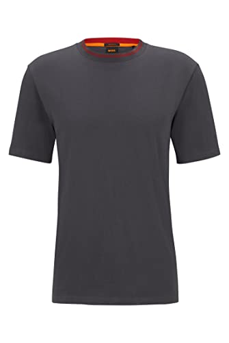 BOSS Herren Terete Relaxed-Fit T-Shirt aus Baumwoll-Jersey mit Detail am Ausschnitt Dunkelgrau L von BOSS