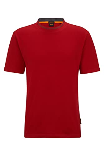 BOSS Herren Terete Relaxed-Fit T-Shirt aus Baumwoll-Jersey mit Detail am Ausschnitt Rot M von BOSS