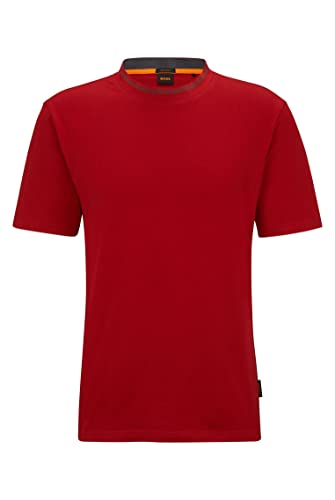 BOSS Herren Terete Relaxed-Fit T-Shirt aus Baumwoll-Jersey mit Detail am Ausschnitt Rot XL von BOSS