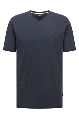 BOSS Herren Terry 01 T-Shirt aus Baumwoll-Jersey mit gummiertem Logo-Print Dunkelblau XXL von BOSS
