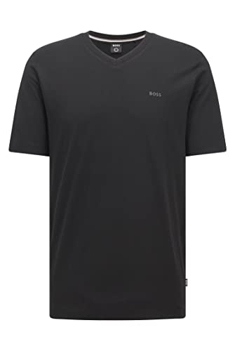 BOSS Herren Terry 01 T-Shirt aus Baumwoll-Jersey mit gummiertem Logo-Print Schwarz XL von BOSS