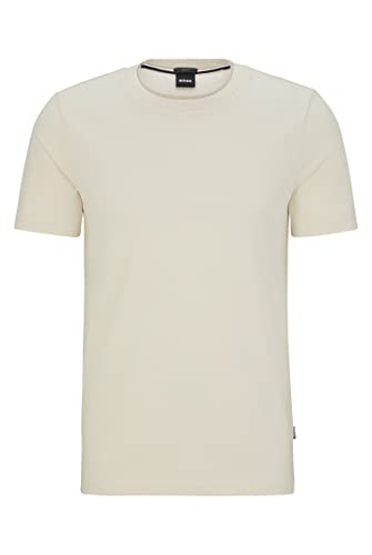 BOSS Herren Tessler 140 Slim-Fit T-Shirt aus strukturierter Baumwolle mit Doppelkragen Weiß XXXL von BOSS