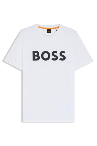 BOSS Herren Thinking 1 T-Shirt aus Baumwoll-Jersey mit gummiertem Logo-Print Weiß XXXL von BOSS