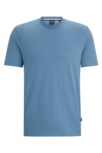 BOSS Herren Thompson 01 T-Shirt aus Baumwoll-Jersey mit Logo-Detail Hellblau XXL von BOSS