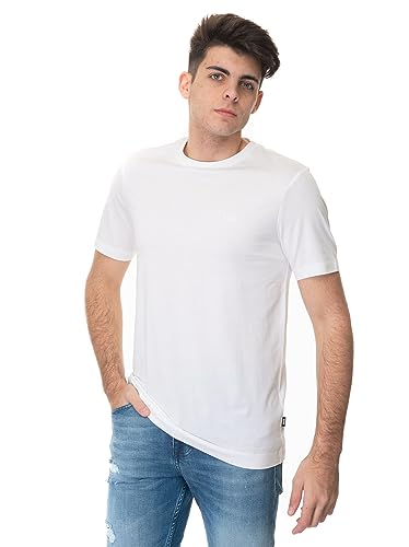 BOSS Herren Thompson 01 T-Shirt aus Baumwoll-Jersey mit gummiertem Logo-Print Weiß XL von BOSS