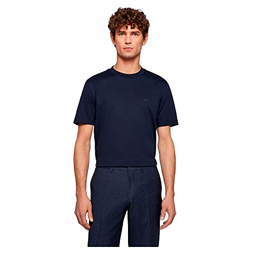 BOSS Herren Thompson 01 T-Shirt aus Baumwoll-Jersey mit Logo-Detail Dunkelblau XS BOSS Herren Thompson 01 T-Shirt aus Baumwoll-Jersey mit Logo-Detail Dunkelblau XS von BOSS