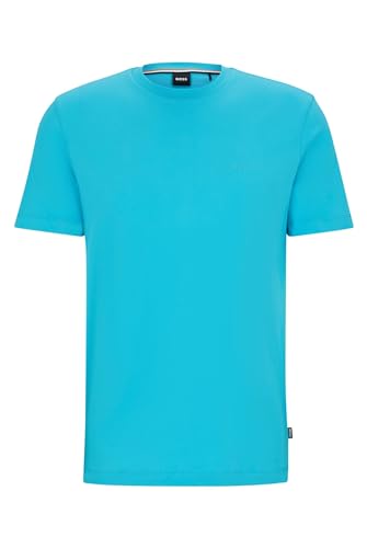 BOSS Herren Thompson 01 T-Shirt aus Baumwoll-Jersey mit gummiertem Logo-Print Hellblau XXXL von BOSS