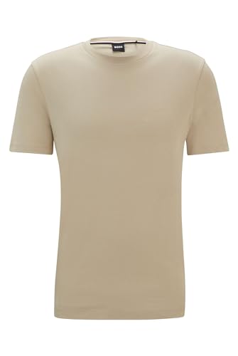 BOSS Herren Thompson 01 T-Shirt aus Baumwoll-Jersey mit gummiertem Logo-Print Khaki M von BOSS