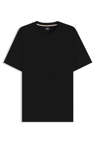 BOSS Herren Thompson 02 Regular-Fit T-Shirt aus Baumwoll-Jersey mit geripptem Kragen Schwarz001 XXL von BOSS