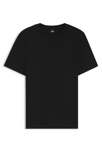 BOSS Herren Tiburt 240 T-Shirt aus Baumwoll-Mix mit kreisförmiger Jacquard-Struktur Schwarz001 XXL von BOSS