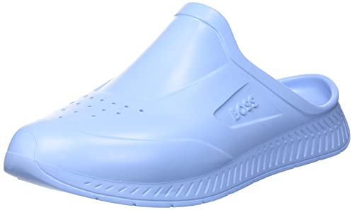 BOSS Herren Titanium-R Slid Gummierte Slipper mit Logo-Prägung Hellblau 42 Größe 42 von BOSS