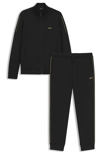 BOSS Herren Tracksuit Set AMZ IN Trainingsanzug aus Interlock-Baumwolle mit Logo-Details Schwarz001 L von BOSS