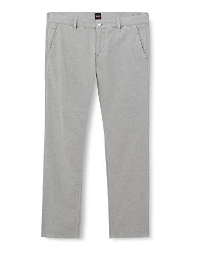 BOSS Herren Trousers TROUSERS FLAT, Silver, 32W / 30L EU von BOSS