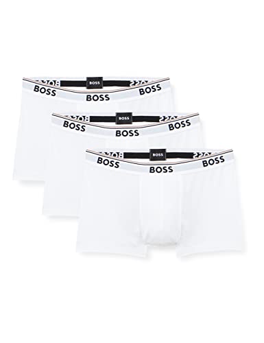 BOSS Herren Trunk 3p Co/EL Boxershorts, White 100, L EU von HUGO BOSS