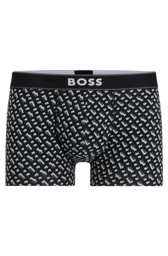 BOSS Herren Trunk 24 Print Boxershorts aus Stretch-Baumwolle mit mittlerer Bundhöhe und Print der Saison Grau XL von BOSS