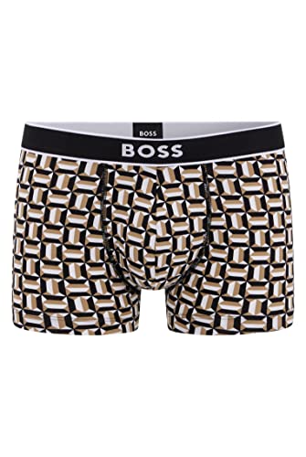 BOSS Herren Trunk 24 Print Boxershorts aus Stretch-Baumwolle mit mittlerer Bundhöhe und Print der Saison Khaki S von BOSS