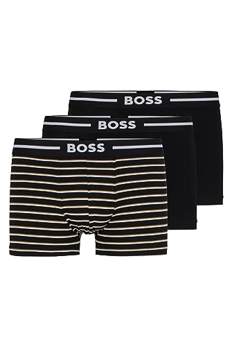 BOSS Herren Trunk 3P Bold Design Dreier-Pack eng anliegende Boxershorts aus Stretch-Baumwolle mit kurzem Bein und Logo am Bund Gemustert S von BOSS