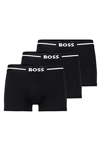 BOSS Herren Trunk 3p Co/EL Boxershorts, New - Black1, S EU von HUGO BOSS