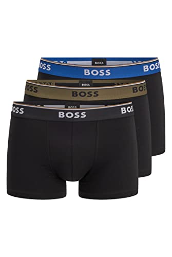 BOSS Herren Power Boxer Trunks Unterhosen Cotton Stretch 3er Pack, Farbe:Schwarz, Wäschegröße:S, Artikel:-966 Black/Black/Black von BOSS