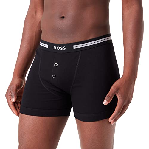 BOSS Herren Trunk BF Original Eng anliegende Boxershorts aus gestrickter Baumwolle mit Logo am Bund Schwarz L von BOSS