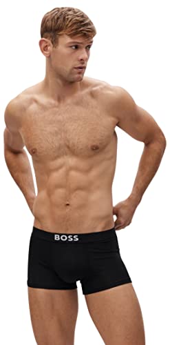 BOSS Herren Trunk Identity Eng anliegende Boxershorts aus Stretch-Baumwolle und Modal mit Logo am Bund Schwarz S von BOSS