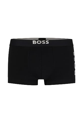 BOSS Herren Trunk Starlight Eng anliegende Boxershorts aus Stretch-Baumwolle mit kurzem Bein und Logos in Metallic-Optik Schwarz S von BOSS