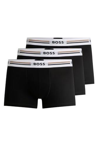 BOSS Herren Trunks, 3er Pack - 3P Revive, Boxershorts, Viskose Stretch, Logo Schwarz M von BOSS