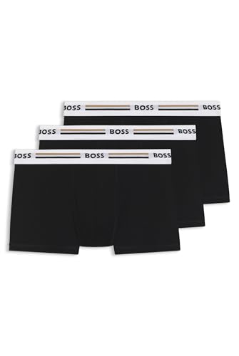 BOSS Herren Trunk 3P Revive Dreier-Pack eng anliegende Boxershorts mit Logo- und Streifenbund Schwarz001 XL von BOSS