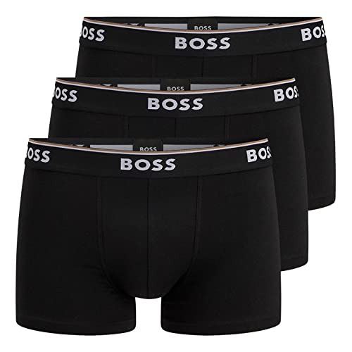 BOSS Herren Trunks Power Boxer Unterhosen Cotton Stretch 3er Pack, Farbe:Schwarz, Wäschegröße:M, Artikel:-001 Black von BOSS