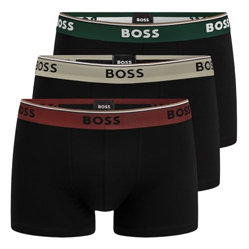 BOSS Herren Trunks Power Boxer Unterhosen Cotton Stretch 3er Pack, Farbe:Schwarz, Wäschegröße:M, Artikel:-968 Black/Black/Black Multi von BOSS