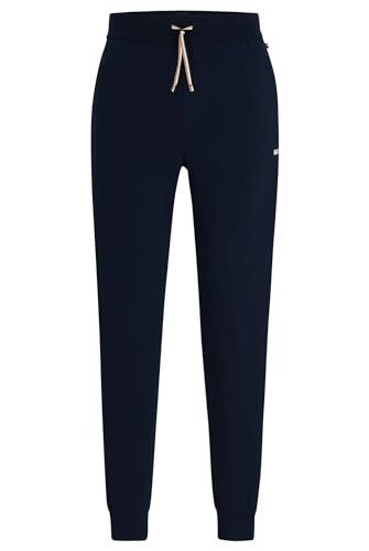 BOSS Herren Unique Pants Cuff CW Pyjama-Hose aus Stretch-Baumwolle mit Logo-Print Dunkelblau L von BOSS