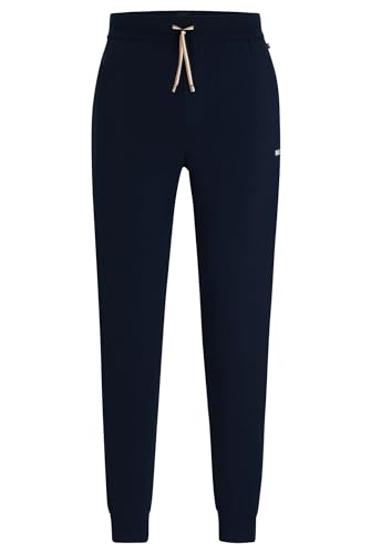 BOSS Herren Unique Pants Cuff CW Pyjama-Hose aus Stretch-Baumwolle mit Logo-Print Dunkelblau M von BOSS