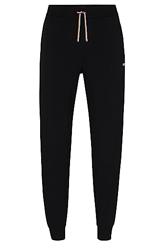 BOSS Herren Unique Pants Cuff CW Pyjama-Hose aus Stretch-Baumwolle mit Logo-Print Schwarz XXL von BOSS