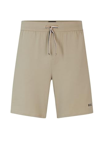 BOSS Herren Unique Shorts CW Pyjama-Shorts aus Stretch-Baumwolle mit Logo-Print Khaki XL von BOSS