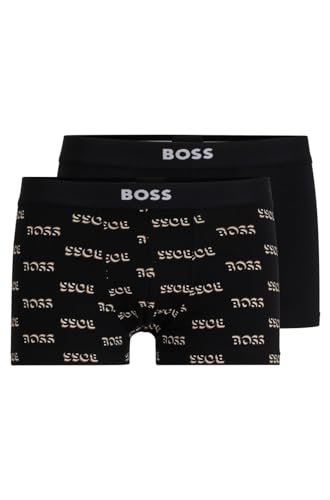 BOSS Herren Unterw�sche Unterhosen Trunk Cotton Stretch Fabric 2er Pack, Farbe:Schwarz, W�schegr��e:L, Artikel:-999 Black/Black Print von BOSS