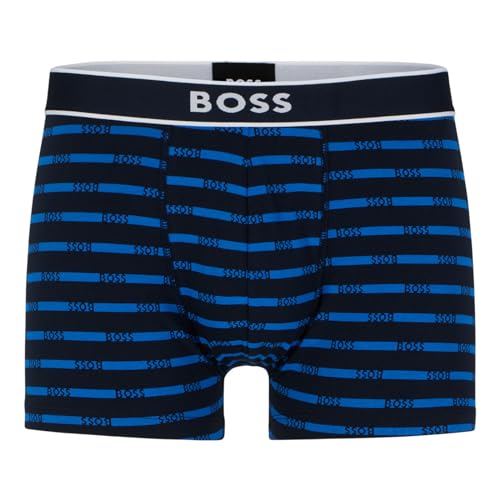 BOSS Herren Unterwäsche Unterhosen Boxershorts Trunk 24 Print Cotton Stretch, Farbe:Blau, Größe:2XL, Artikel:-433 Bright Blue von BOSS