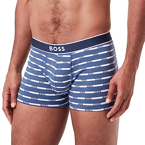 BOSS Herren Unterwäsche Unterhosen Boxershorts Trunk 24 Print Cotton Stretch, Farbe:Blau, Größe:M, Artikel:-476 Open Blue von BOSS