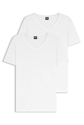 BOSS Herren V-Neck T-Shirt, 2er Pack Modern, White, M von BOSS