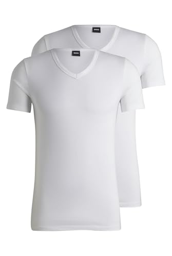 BOSS Herren V-Neck T-Shirt, 2er Pack Modern, White, XL von BOSS