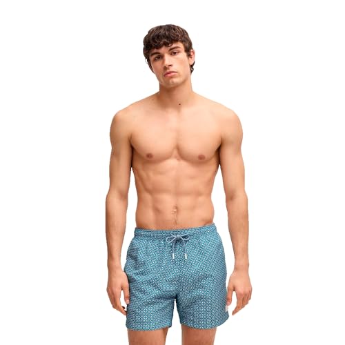BOSS Herren Vibe Bedruckte Badeshorts mit Logo-Aufnäher Blau XXL von BOSS