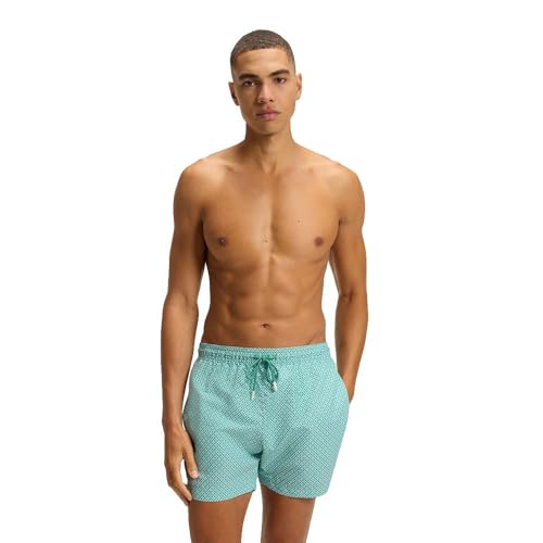 BOSS Herren Vibe Bedruckte Badeshorts mit Logo-Aufnäher Grün XL von BOSS