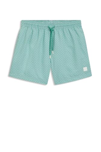 BOSS Herren Vibe Badeshorts mit Tunnelzug und Allover-Print Grün XXL von BOSS