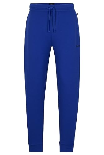 BOSS Herren Waffle Pants Cuff Pyjama-Hose aus Baumwoll-Mix mit Logo-Stickerei Blau M von BOSS